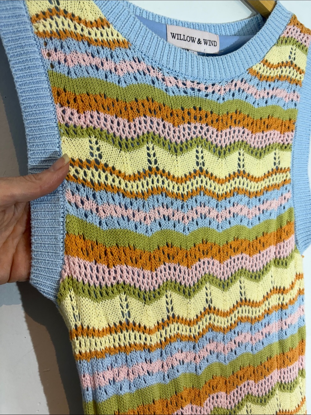 Willow & Wind Rainbow Chevron Crochet Knit Midi Dress NWT medium - Picture 3 of 12